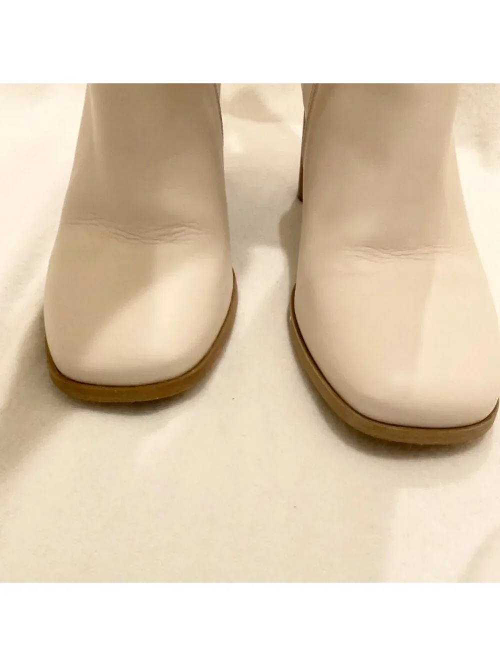 Sezane off white TEDDY HEELED high BOOTS leather SZEU39 RUN SMALL US7.5